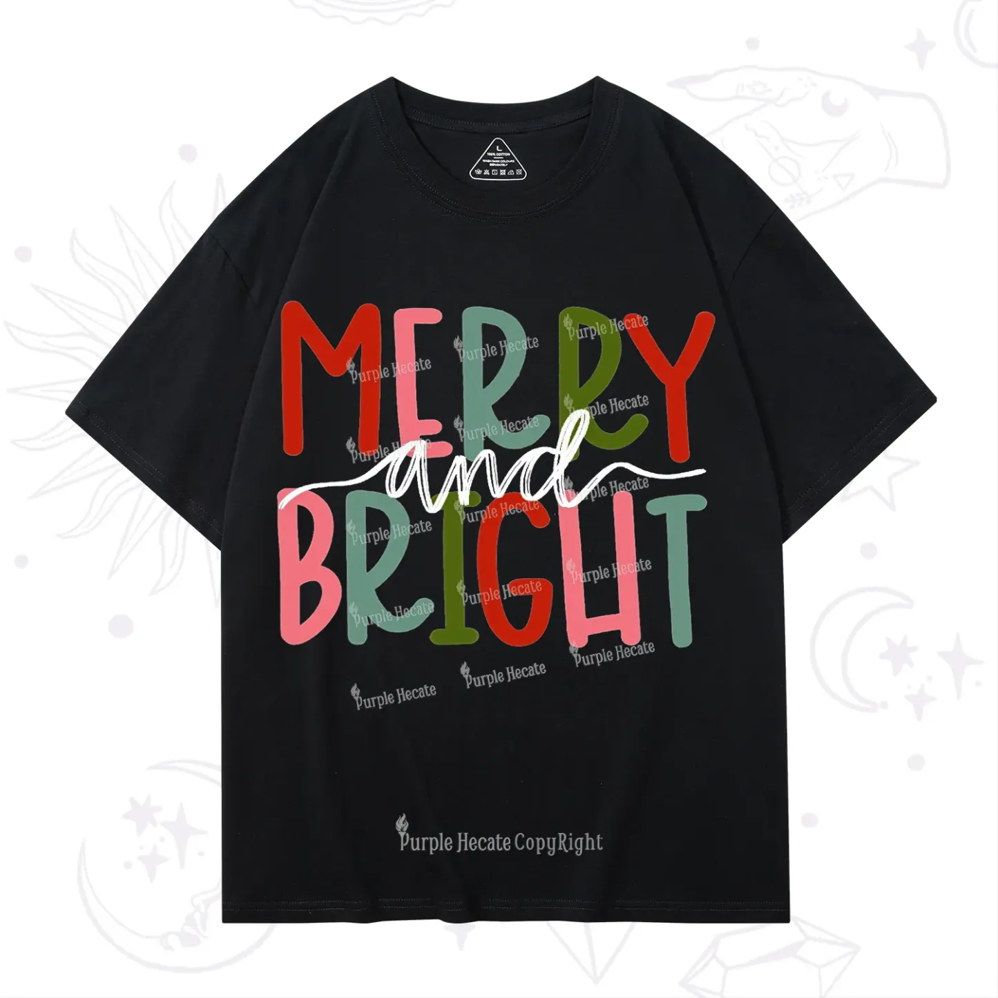 Purplehecate Merry and Bright Christmas T-Shirt