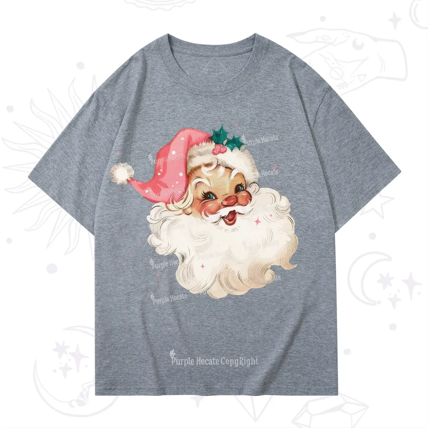 Purplehecate Pink Santa Christmas T-Shirt