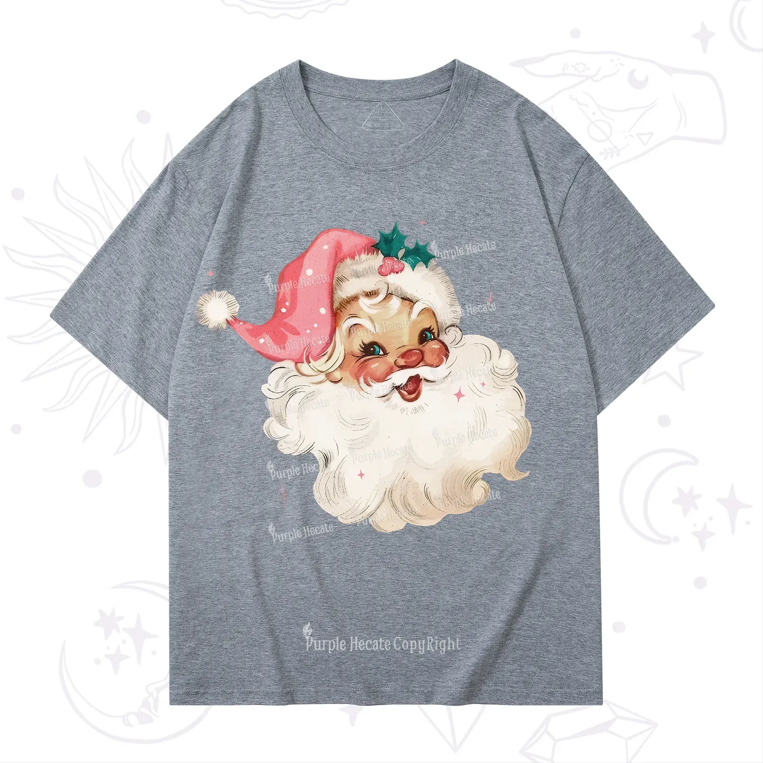Purplehecate Pink Santa Christmas T-Shirt