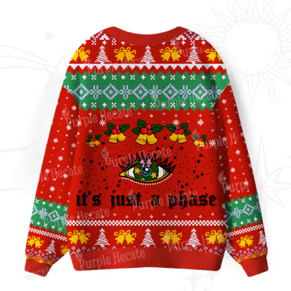 Purplehecate It's Just A Phase Christmas Ugly Cardigan Sweaters