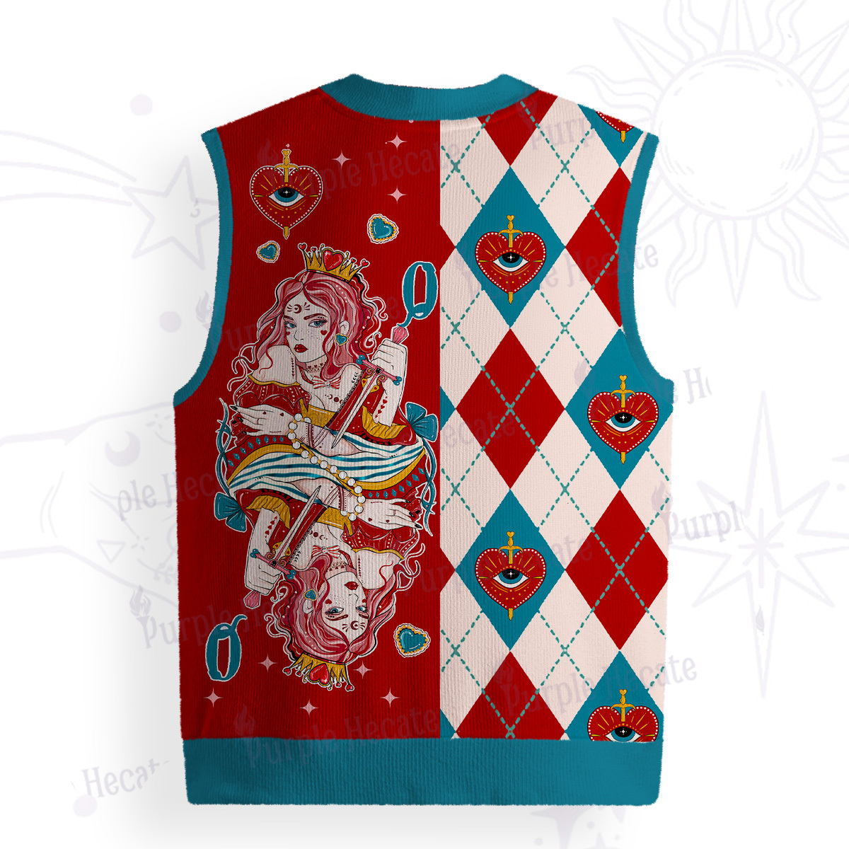 Purplehecate Queen of Hearts Ugly Sweater Vest