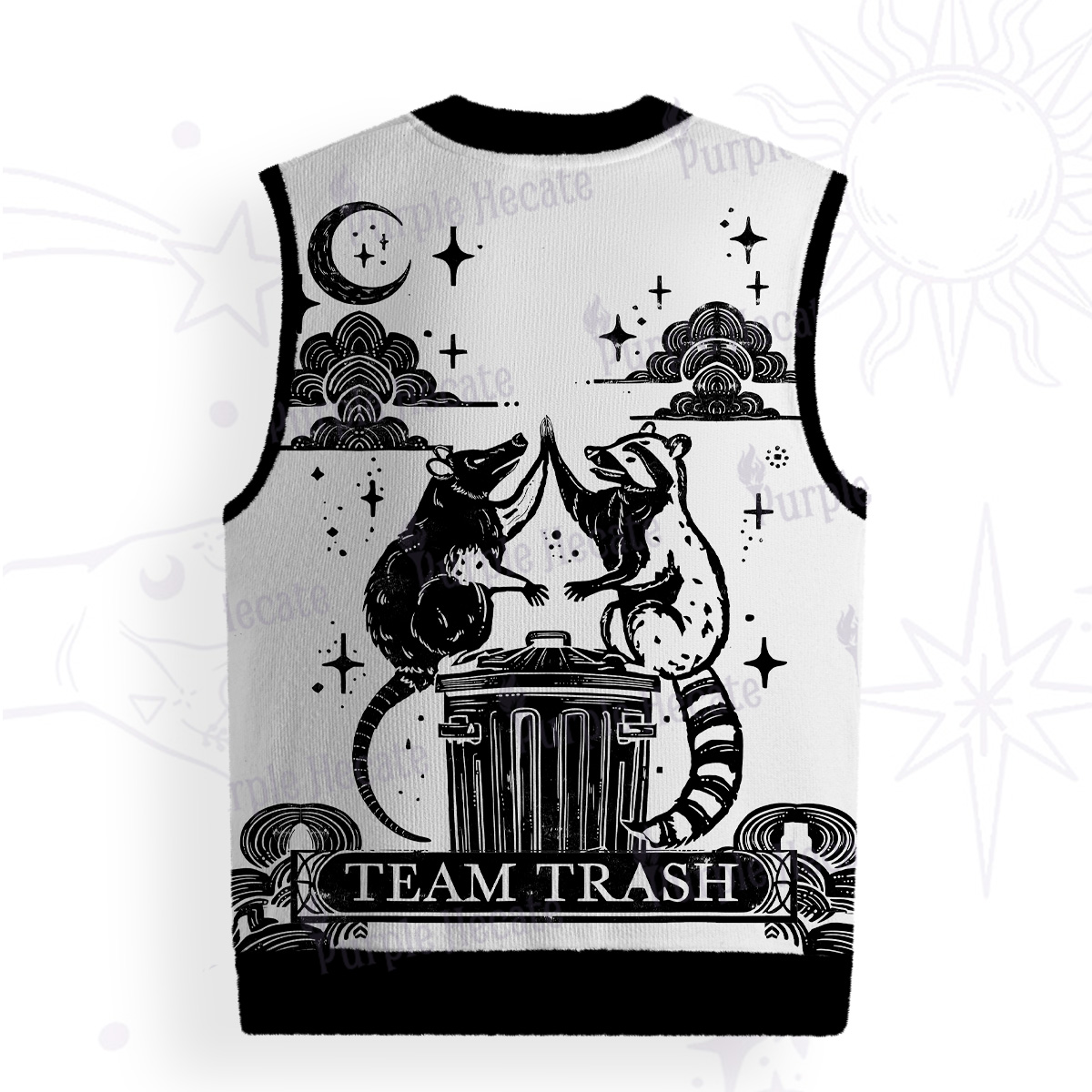 Purplehecate The Team Trash Raccoon Tarot Ugly Sweater Vest