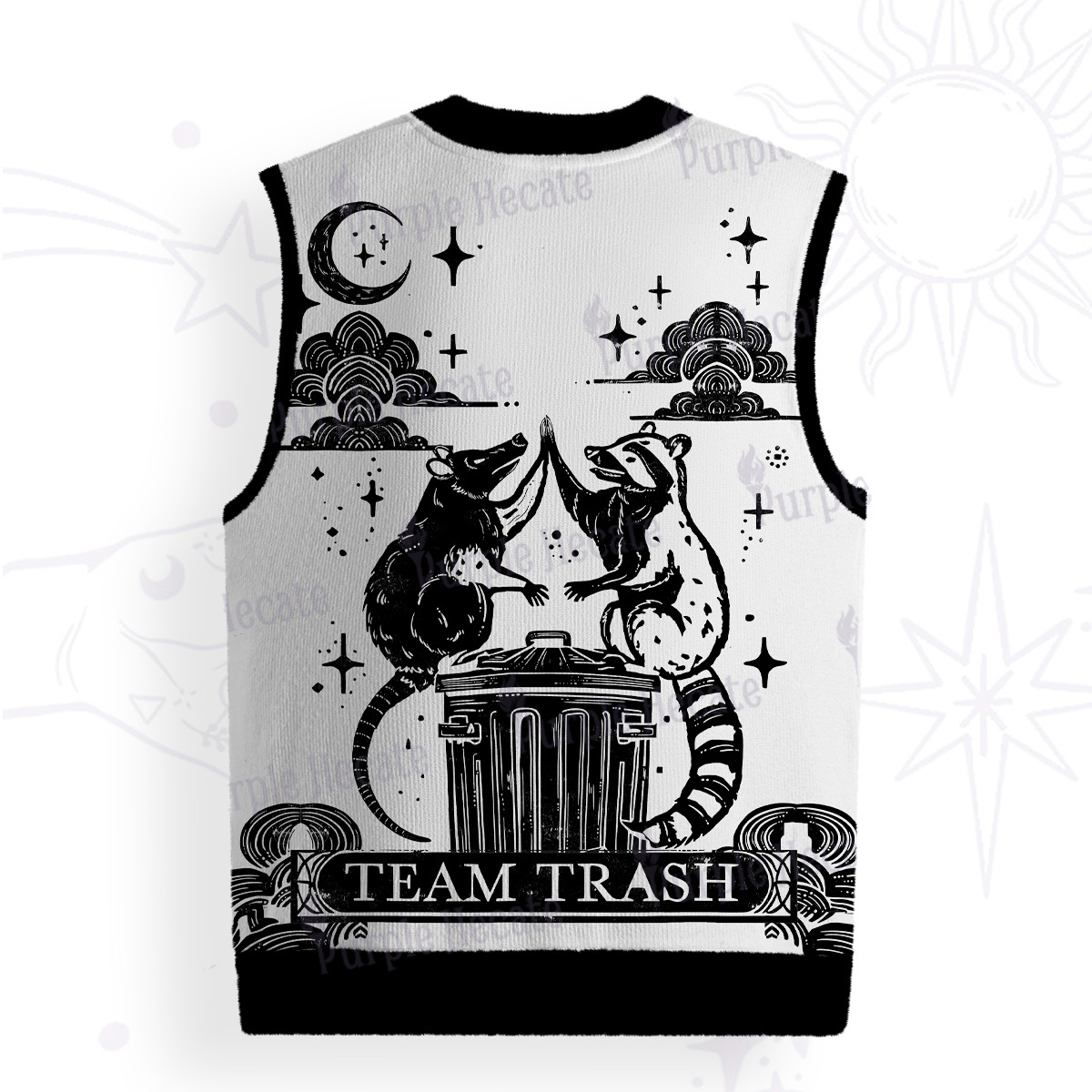 Purplehecate The Team Trash Raccoon Tarot Ugly Sweater Vest