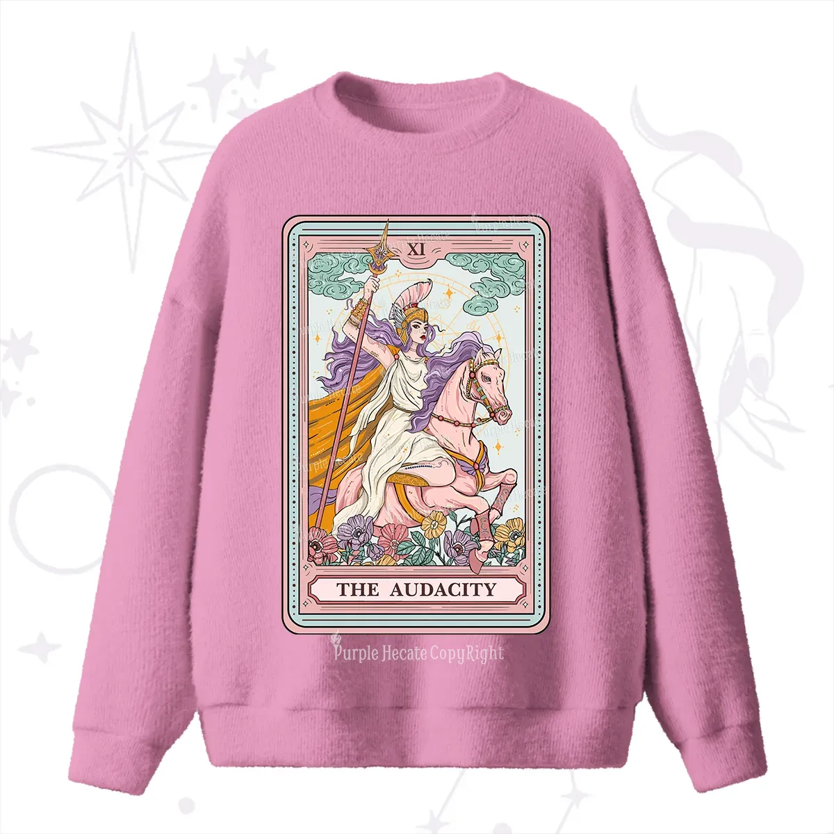 Purplehecate The Audacity Tarot Card Fuzzy Ugly Sweater