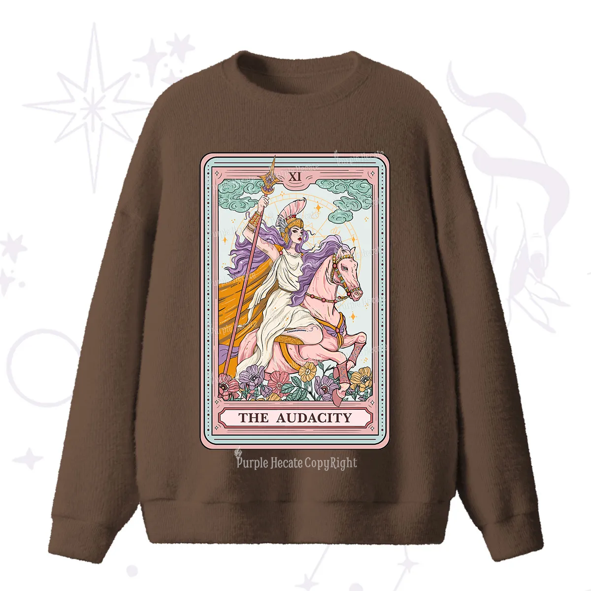 Purplehecate The Audacity Tarot Card Fuzzy Ugly Sweater