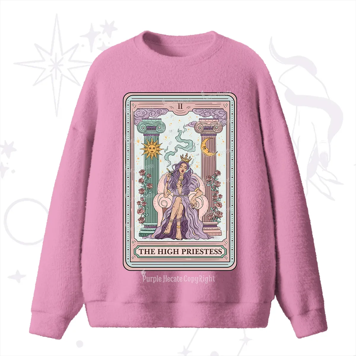 Purplehecate The High Priestess Tarot Card Fuzzy Ugly Sweater