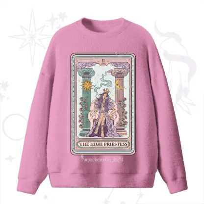 Purplehecate The High Priestess Tarot Card Fuzzy Ugly Sweater