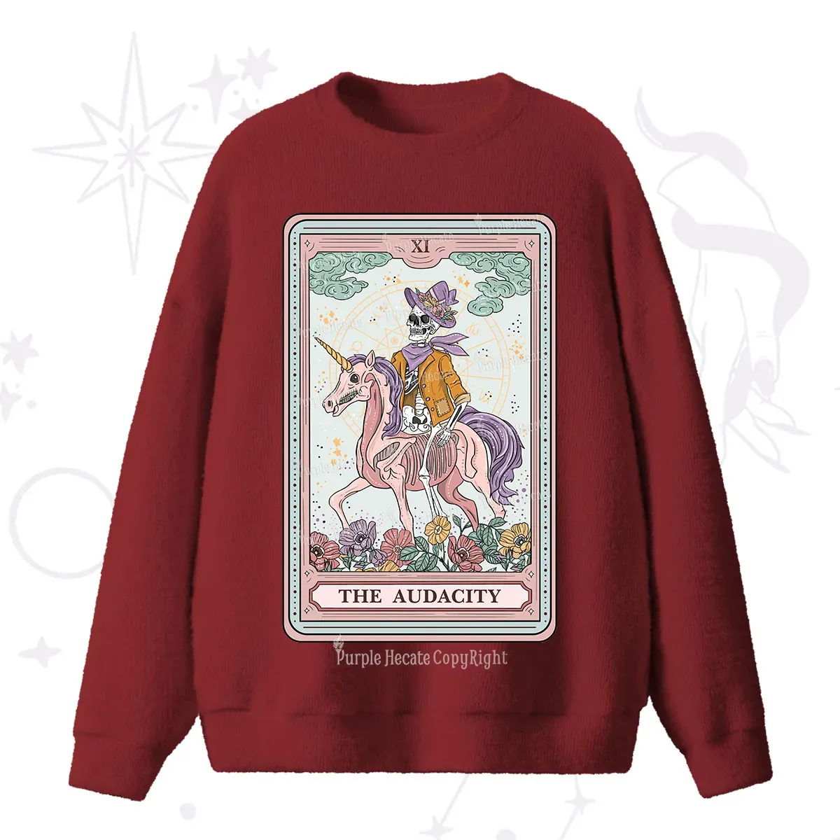 Purplehecate The Audacity Tarot Card Fuzzy Ugly Sweater
