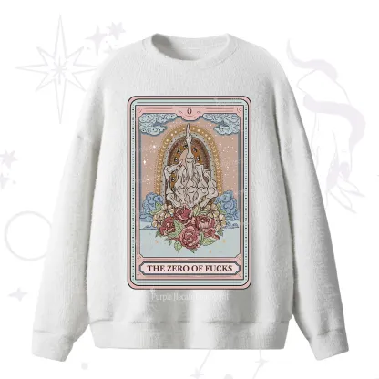Purplehecate The Zero Of Fucks Tarot Fuzzy Ugly Sweater