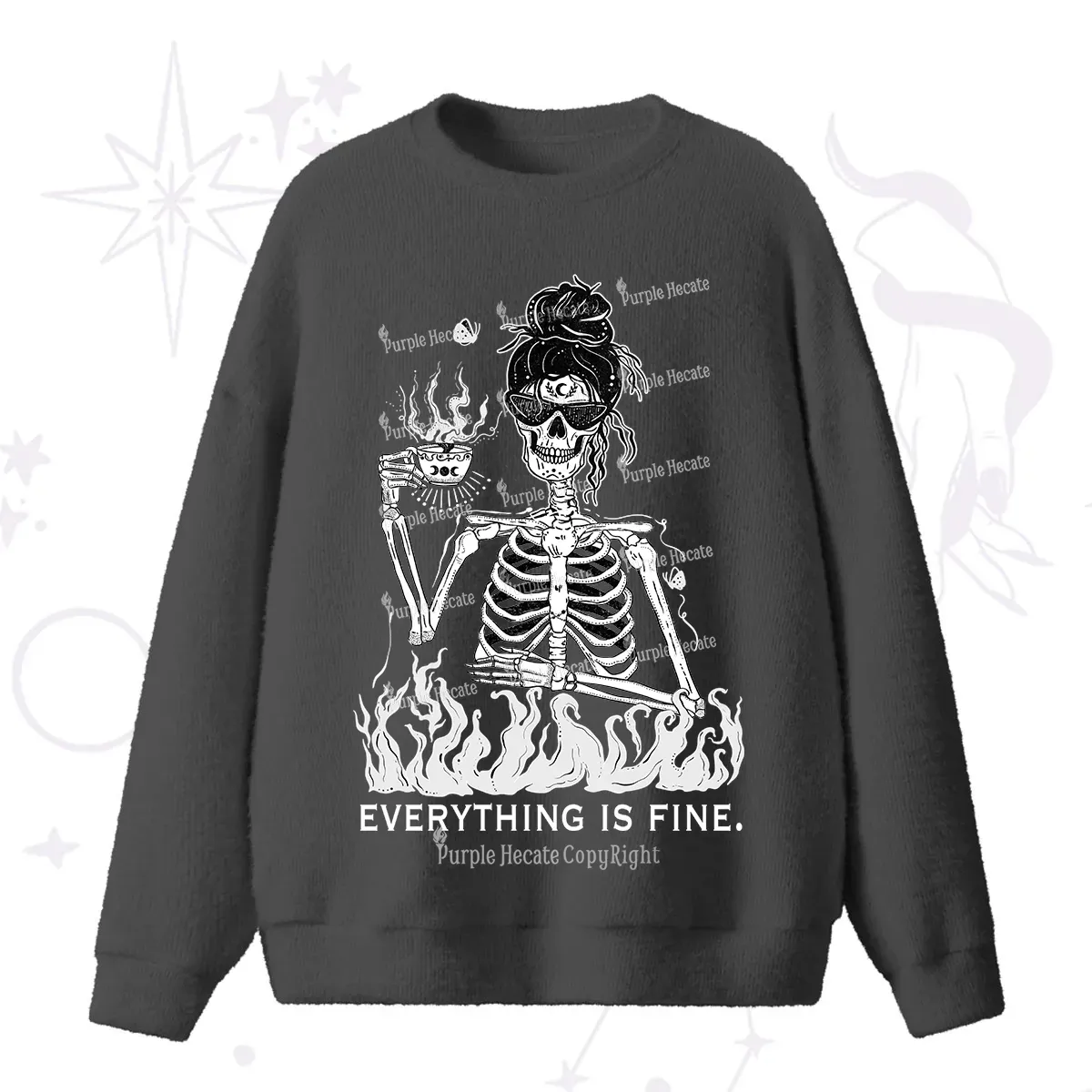 Purplehecate Everything Is Fine Fuzzy Ugly Sweater