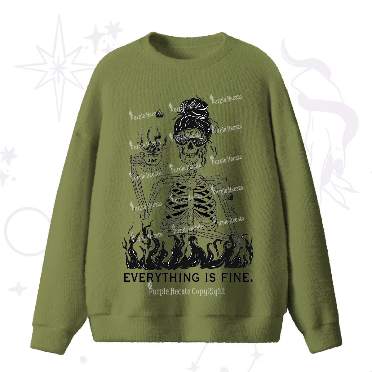 Purplehecate Everything Is Fine Fuzzy Ugly Sweater