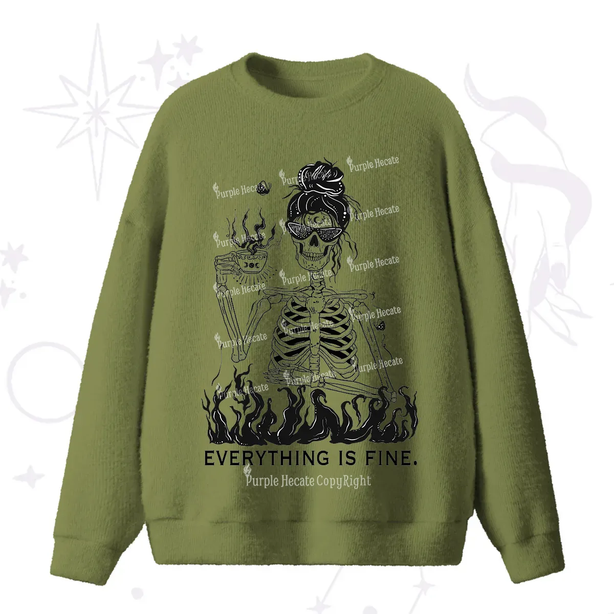 Purplehecate Everything Is Fine Fuzzy Ugly Sweater