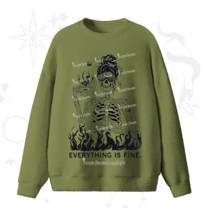 Purplehecate Everything Is Fine Fuzzy Ugly Sweater
