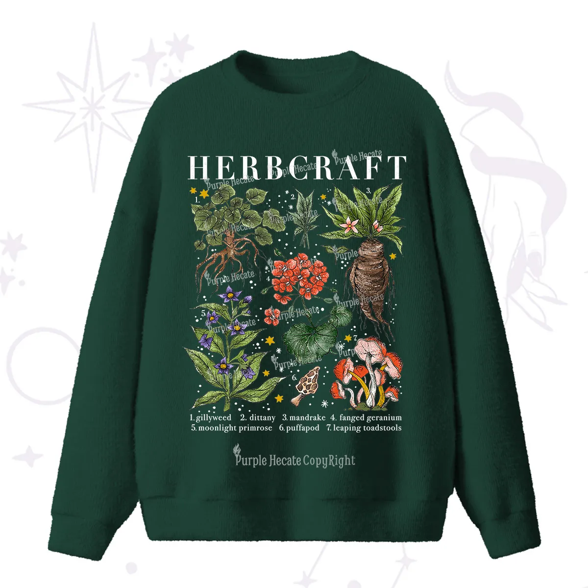 Purplehecate Magical Herbcraft Fuzzy Ugly Sweater