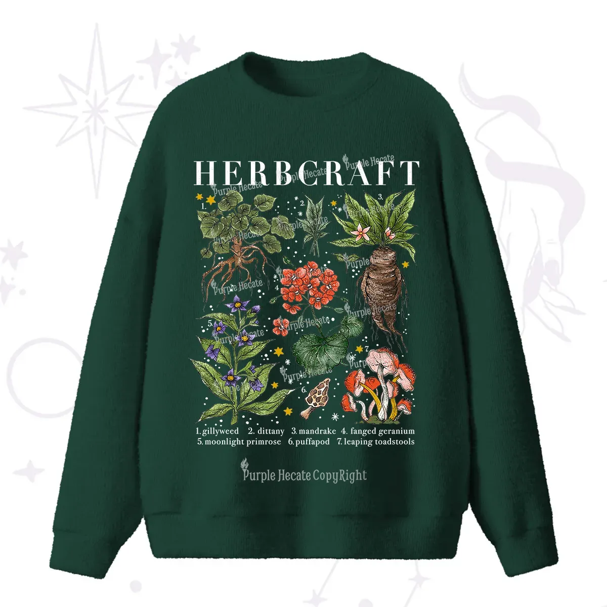 Purplehecate Magical Herbcraft Fuzzy Ugly Sweater