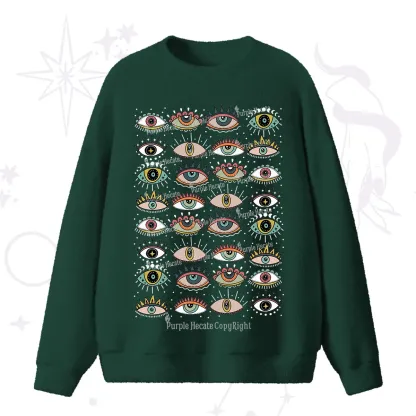 Purplehecate Evil Eye Pattern Fuzzy Ugly Sweater