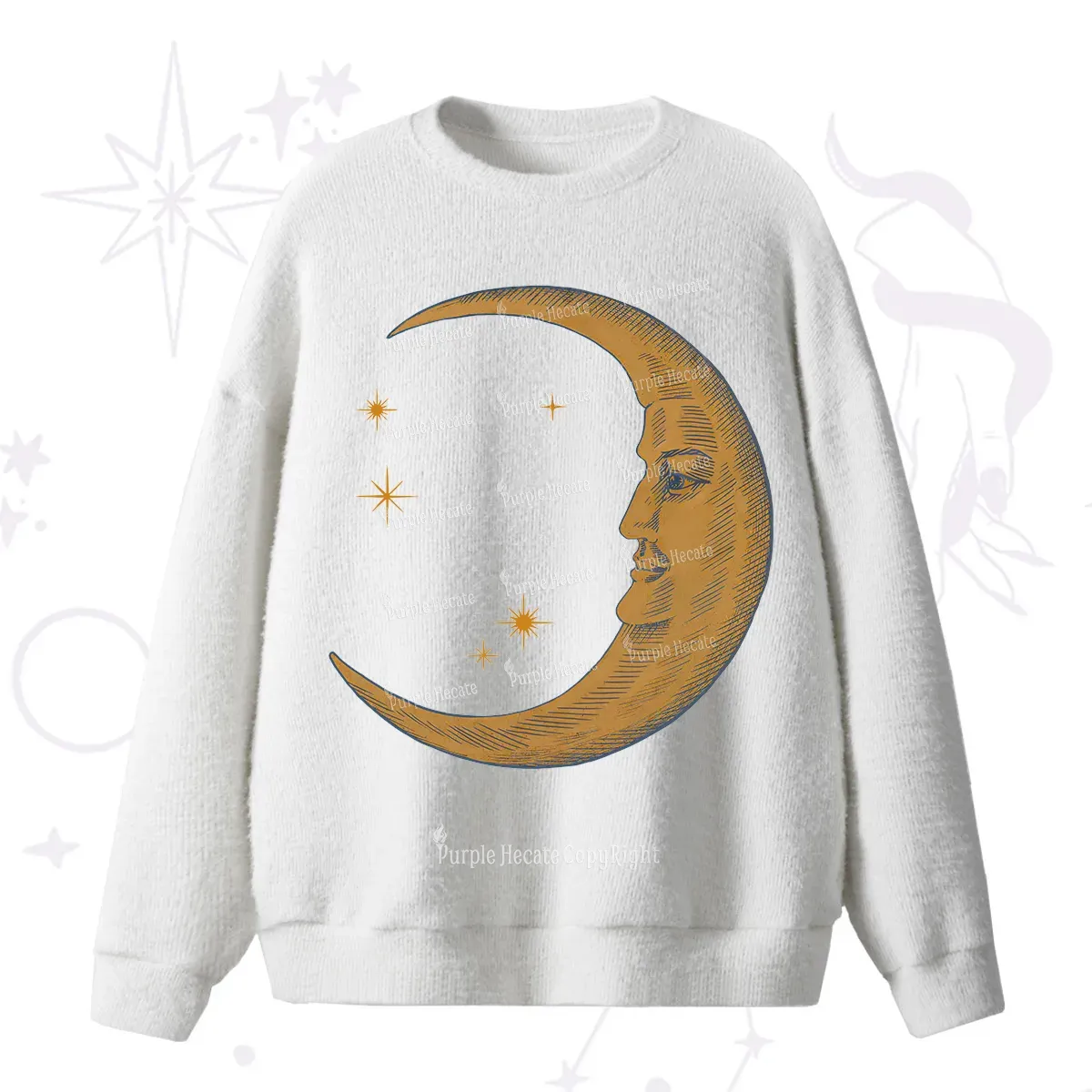 Purplehecate Celestial Moon Fuzzy Ugly Sweater