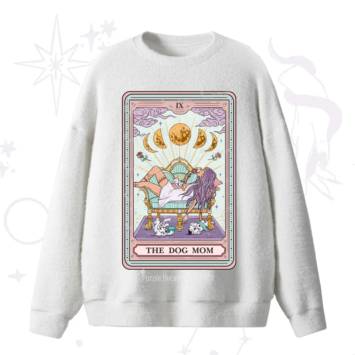 Purplehecate The Dog Mom Tarot Fuzzy Ugly Sweater