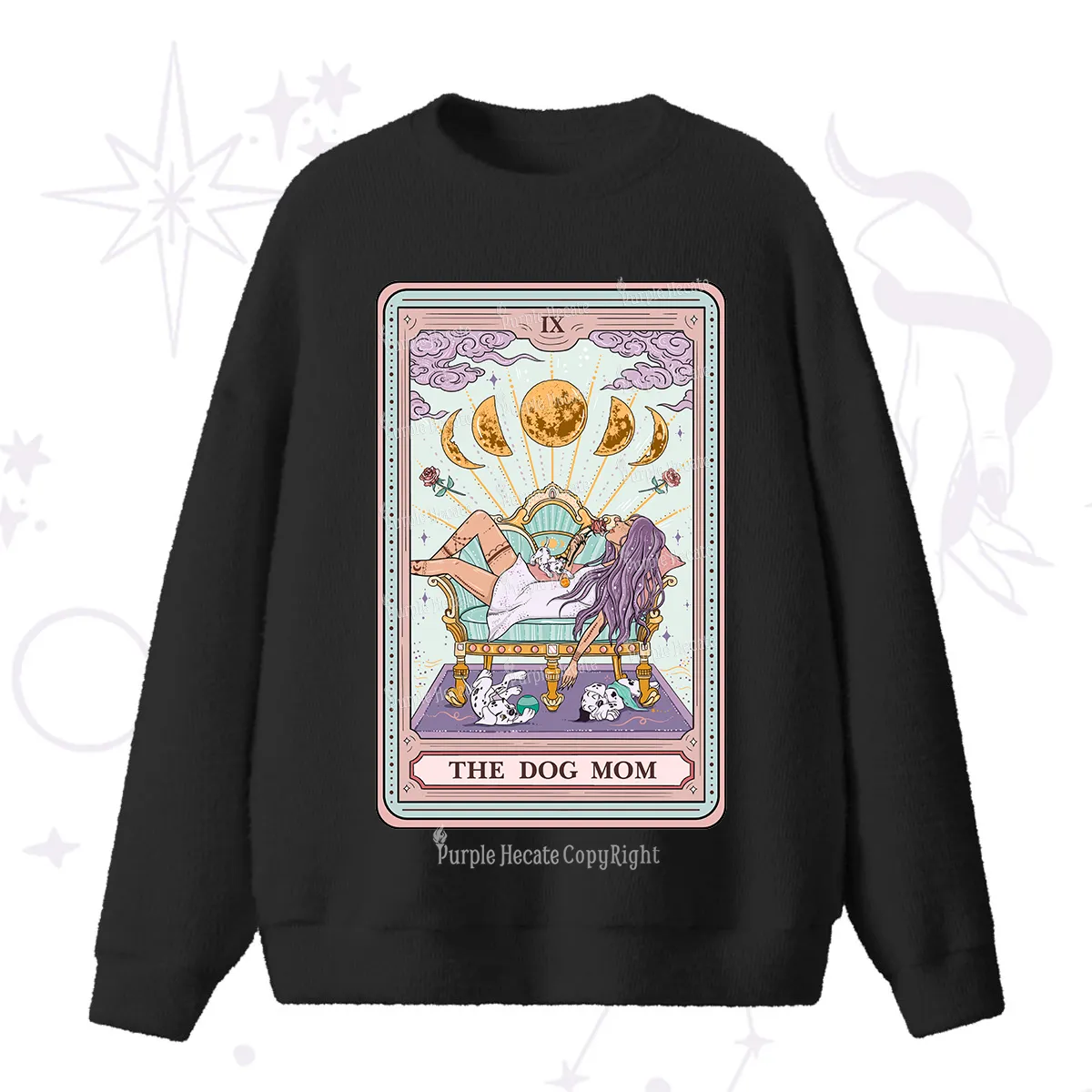 Purplehecate The Dog Mom Tarot Fuzzy Ugly Sweater