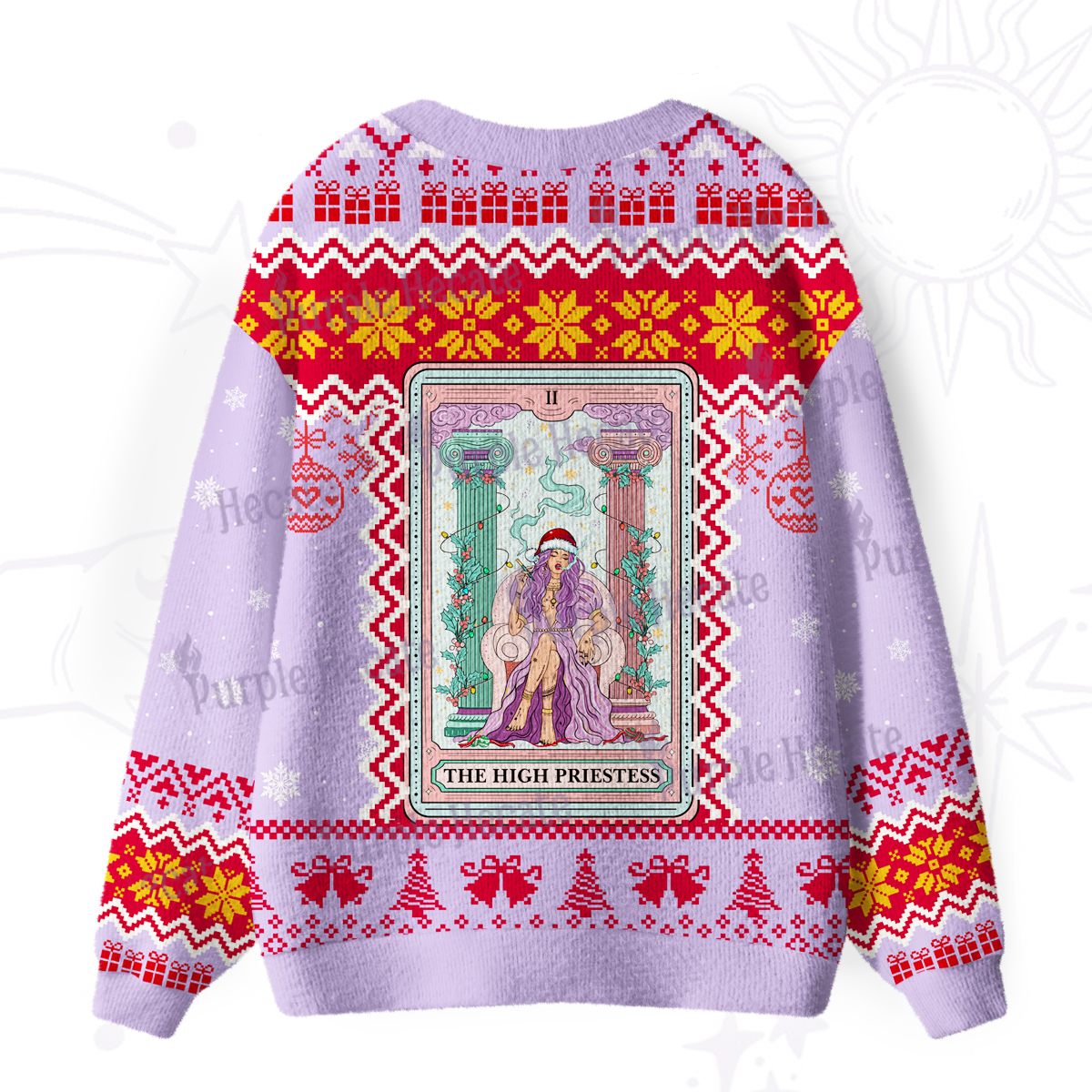 Purplehecate The High Priestess Tarot Card Christmas Ugly Cardigan Sweaters