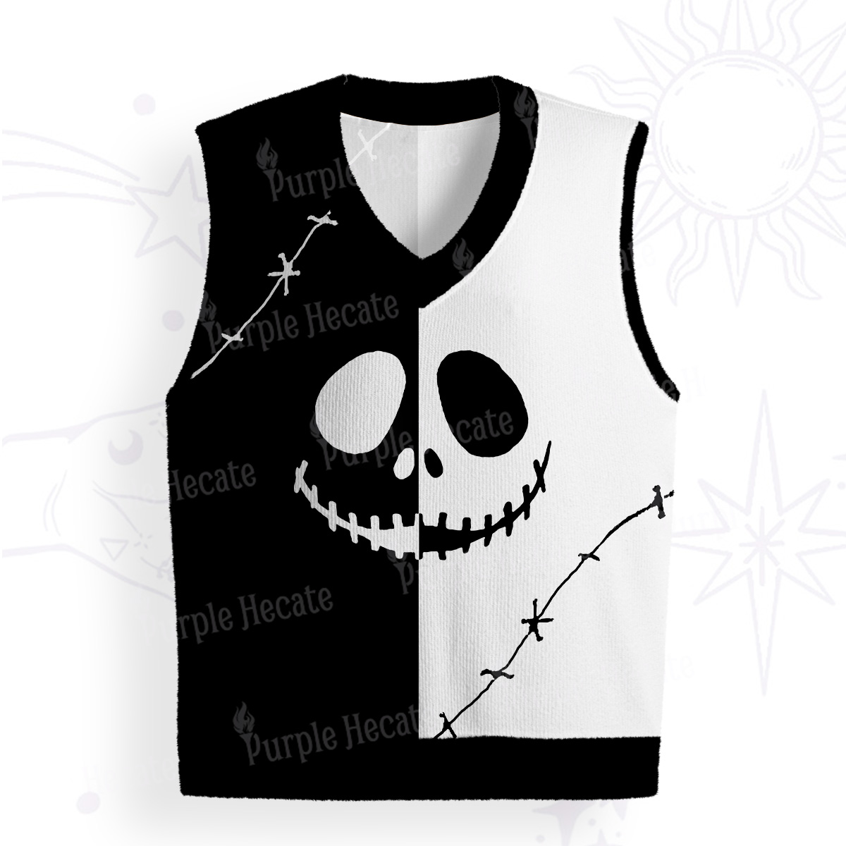 Purplehecate Nightmare Skeleton King Ugly Sweater Vest