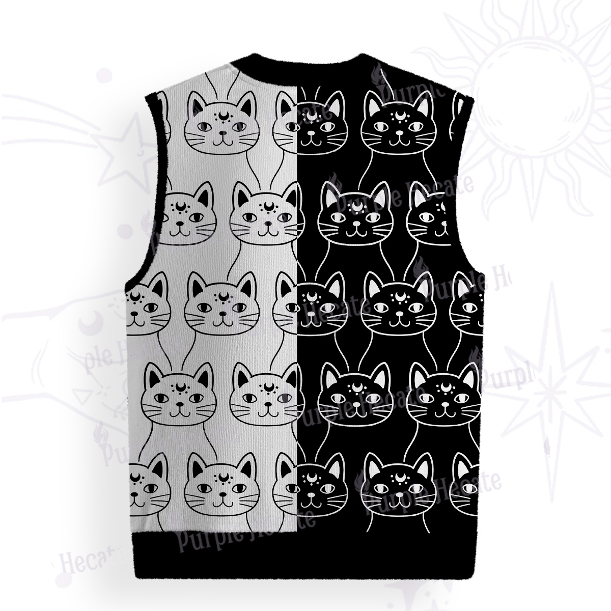 Purplehecate Sketchy Cat Ugly Sweater Vest
