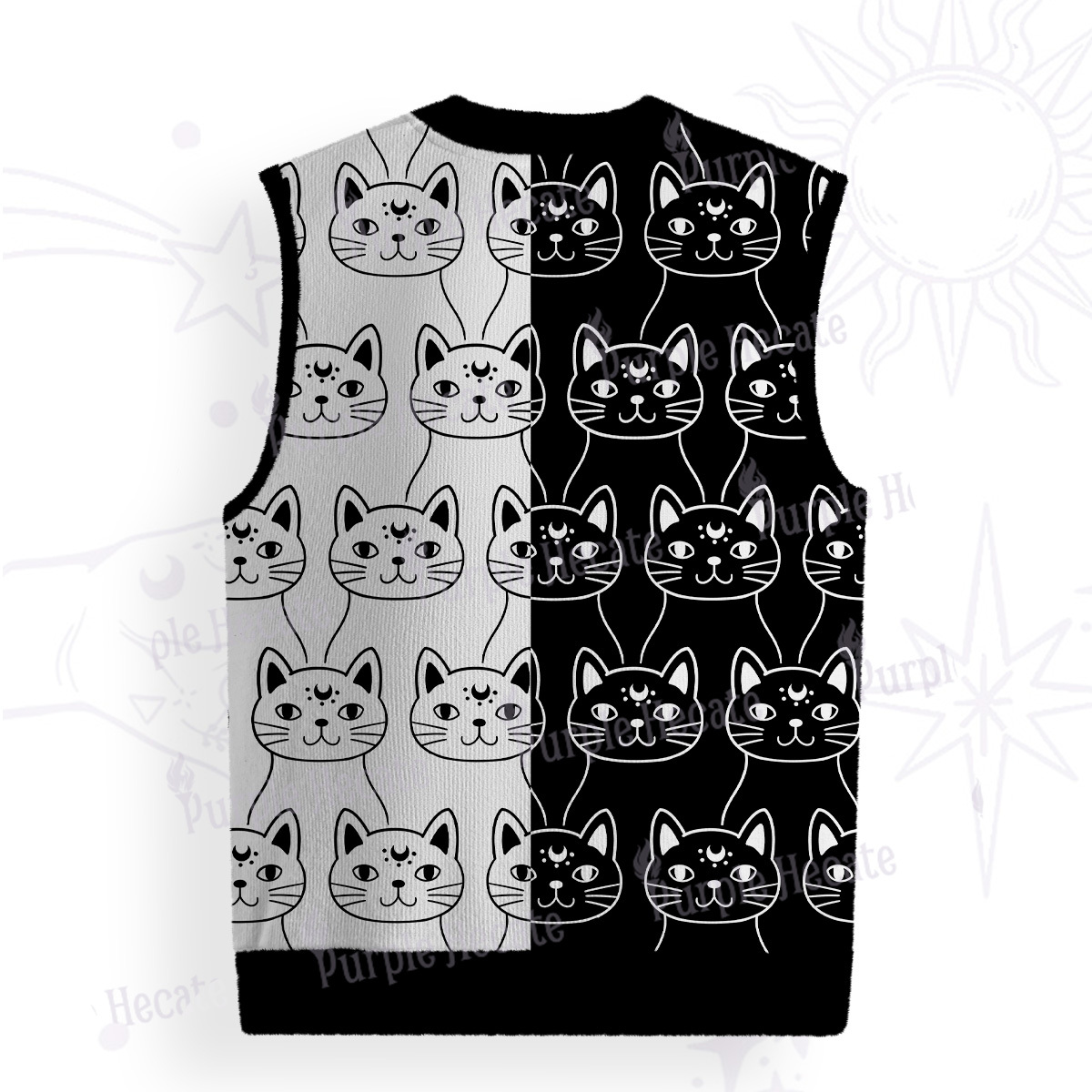 Purplehecate Sketchy Cat Ugly Sweater Vest