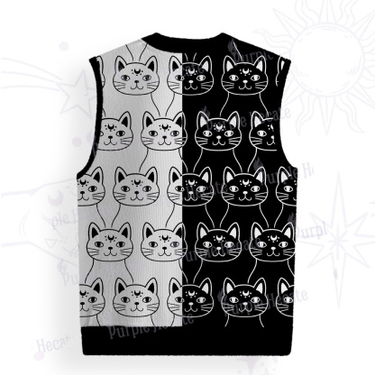 Purplehecate Sketchy Cat Ugly Sweater Vest
