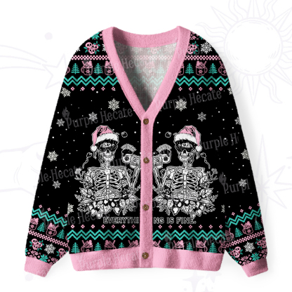 Purplehecate Everything Is Fine Christmas Ugly Cardigan Sweaters