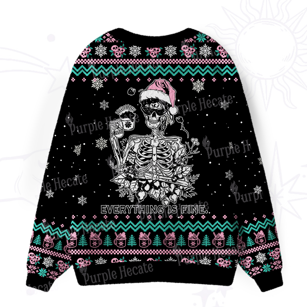 Purplehecate Everything Is Fine Christmas Ugly Cardigan Sweaters