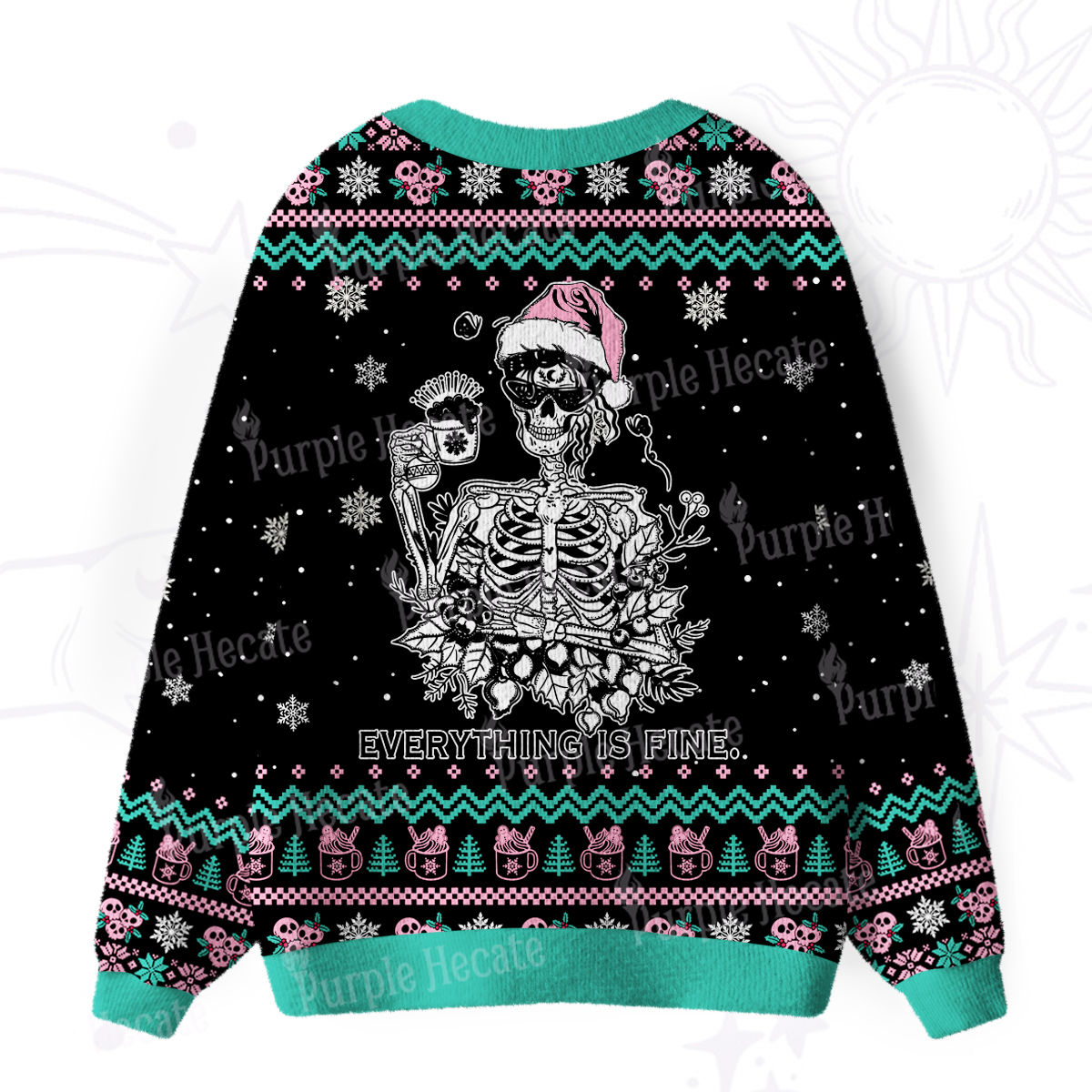 Purplehecate Everything Is Fine Christmas Ugly Cardigan Sweaters