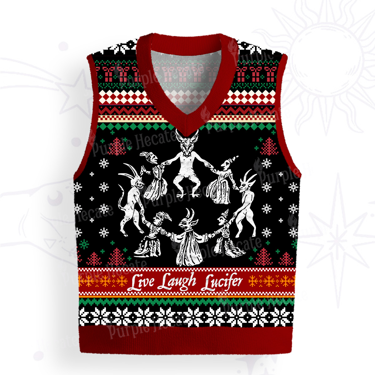 Purplehecate Live Laugh Lucifer Ugly Sweater Vest