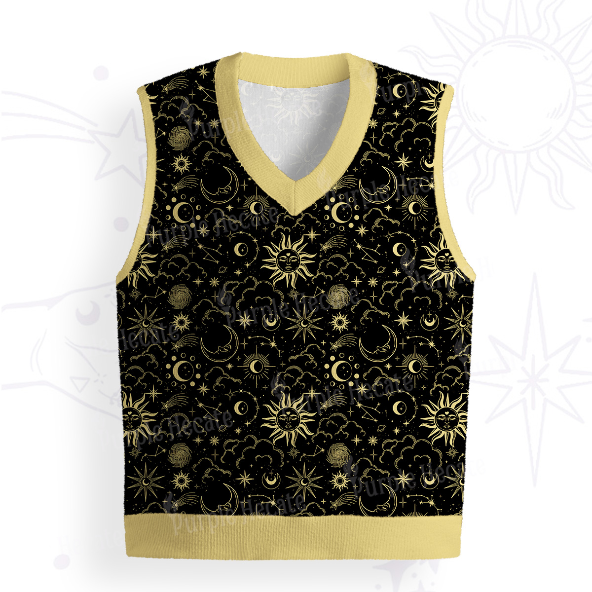 Purplehecate Mysterious Star & Moon Ugly Sweater Vest