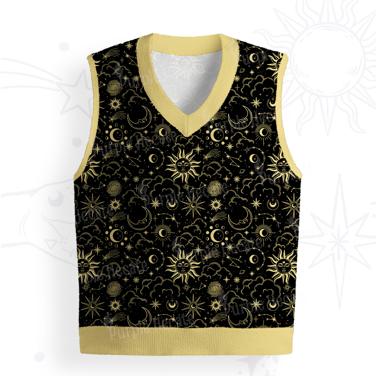 Purplehecate Mysterious Star & Moon Ugly Sweater Vest