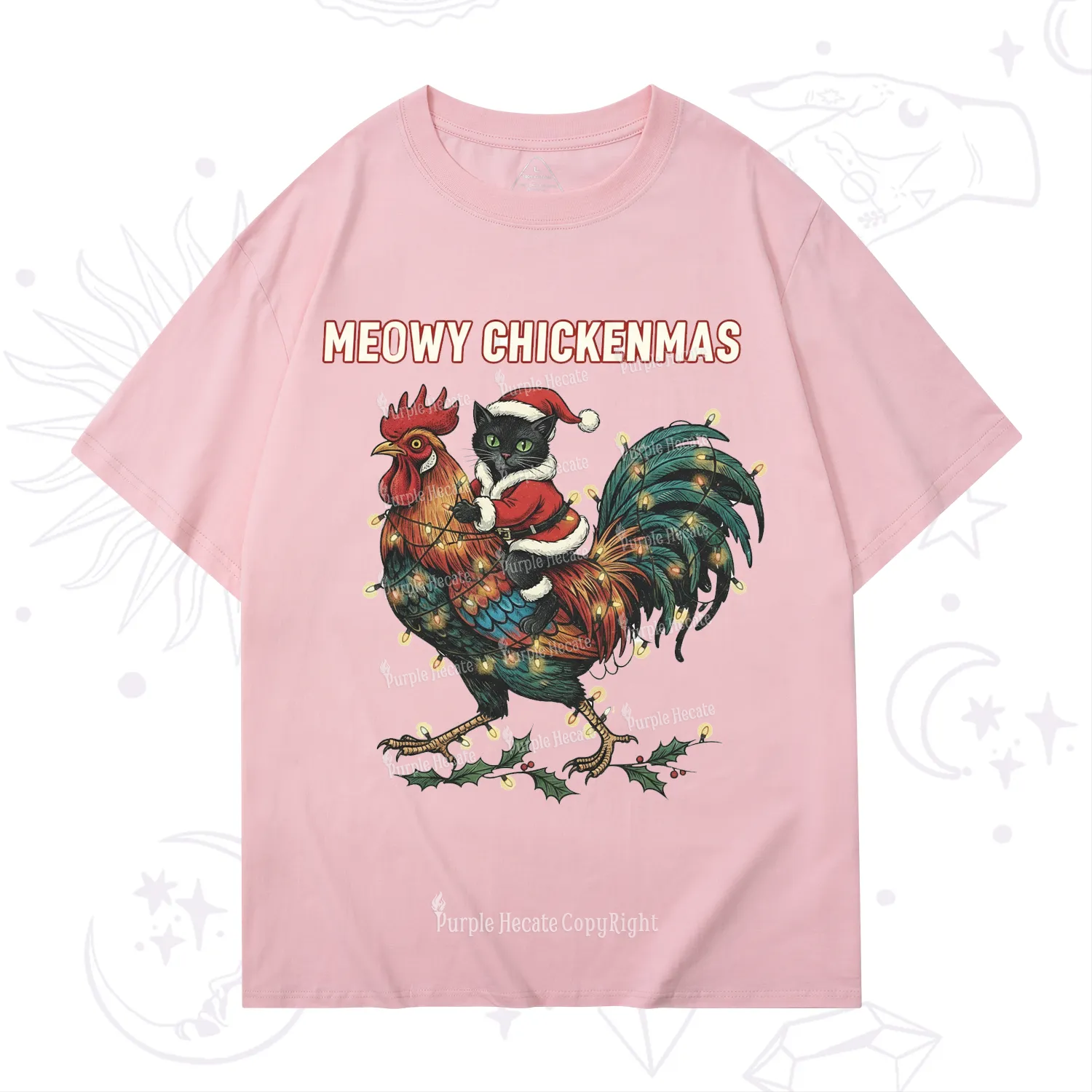 Purplehecate Meowy Chickenmas Christmas T-Shirt