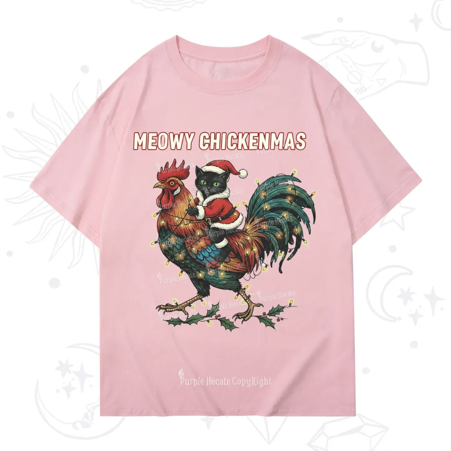 Purplehecate Meowy Chickenmas Christmas T-Shirt