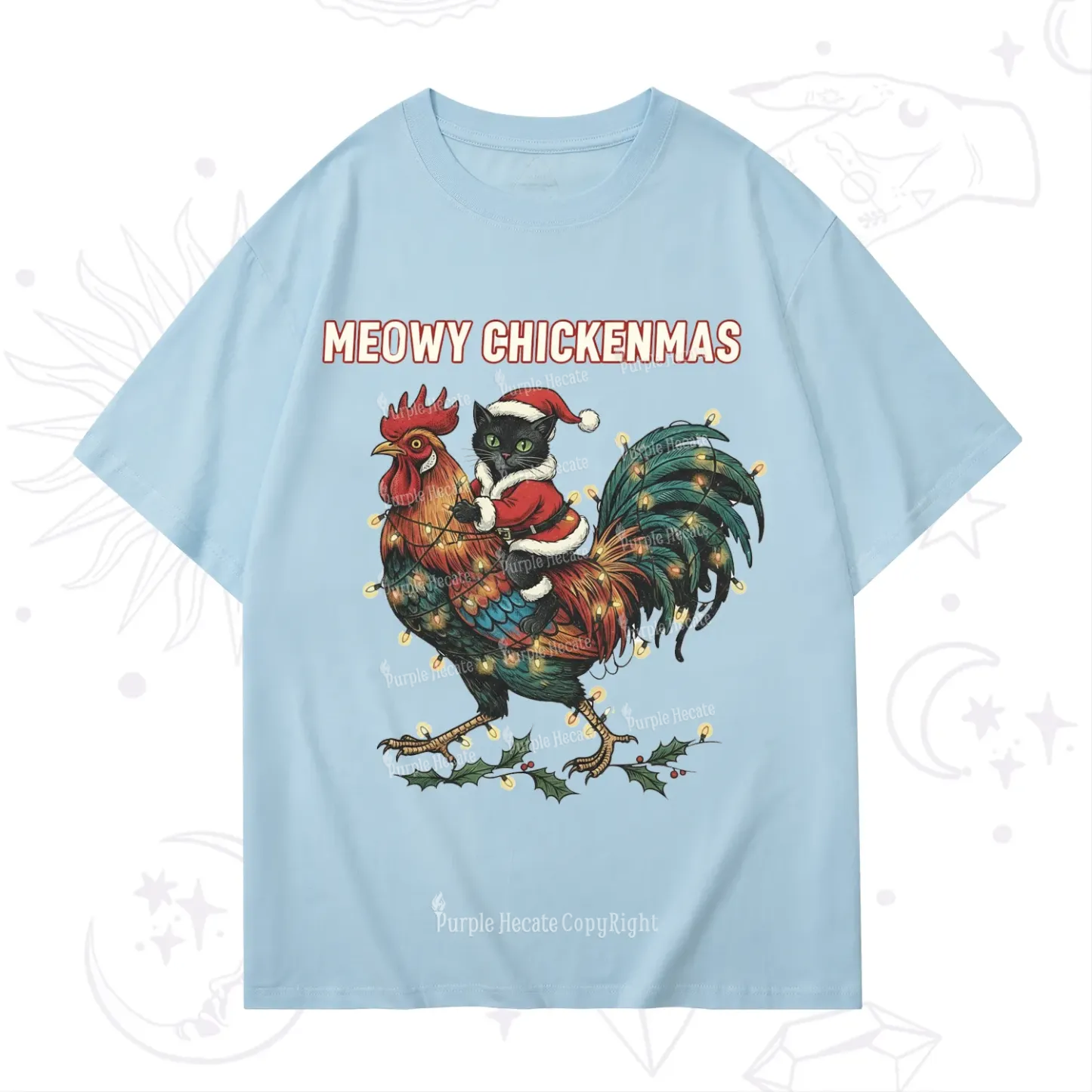 Purplehecate Meowy Chickenmas Christmas T-Shirt