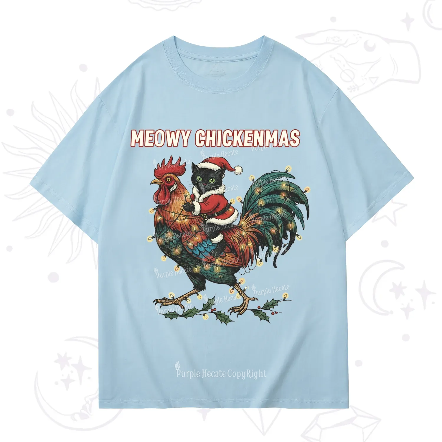 Purplehecate Meowy Chickenmas Christmas T-Shirt
