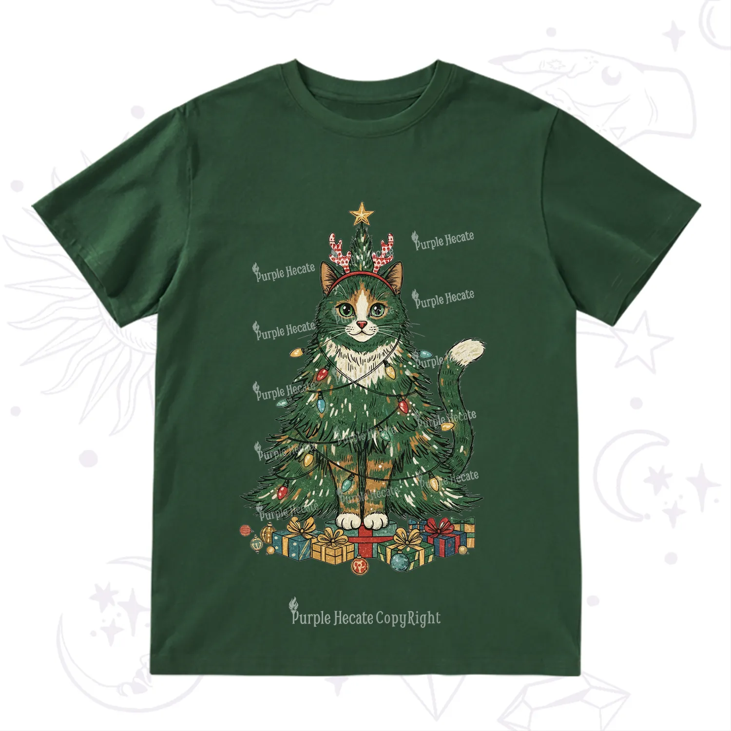Purplehecate Cute Cats Christmas Tree T-Shirt
