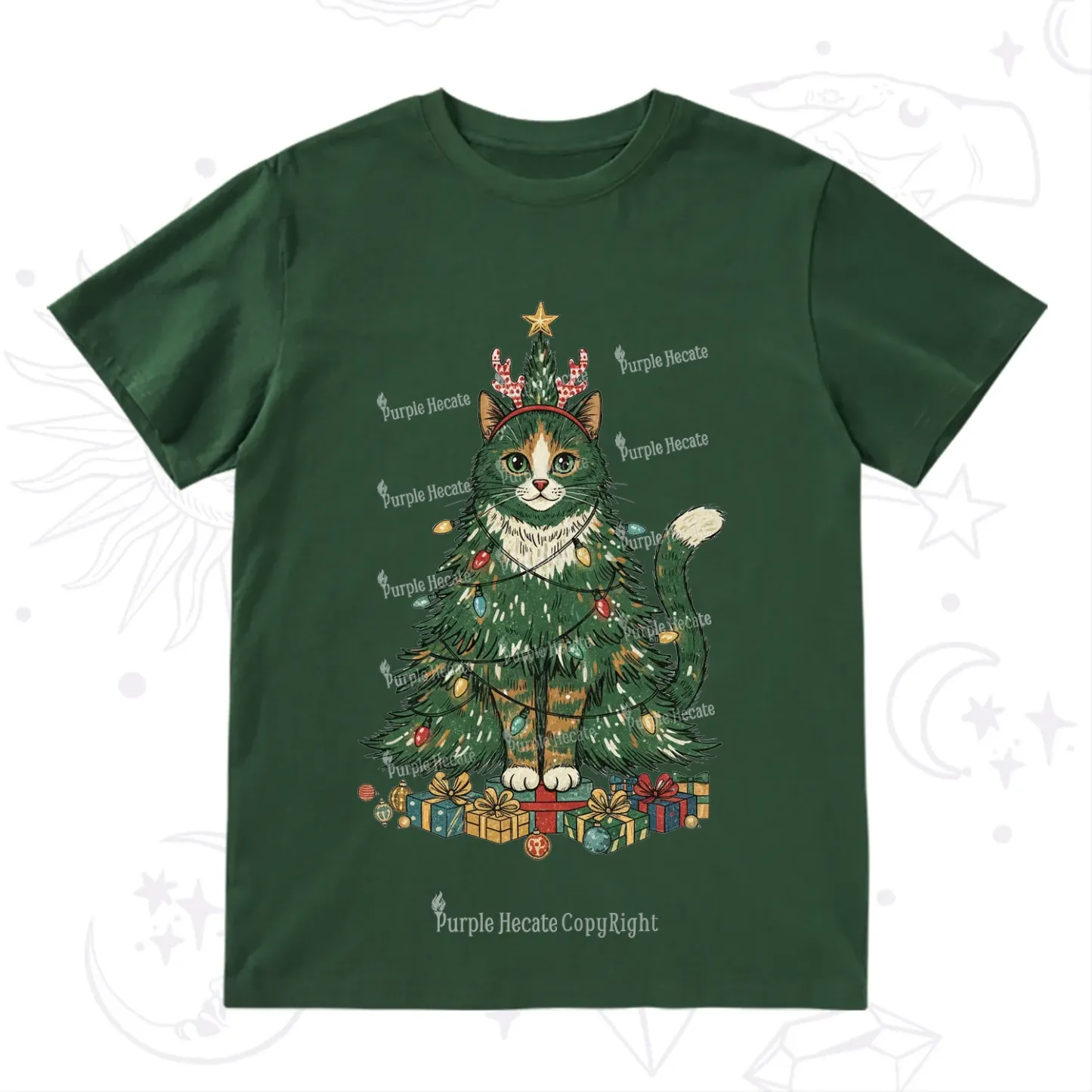 Purplehecate Cute Cats Christmas Tree T-Shirt