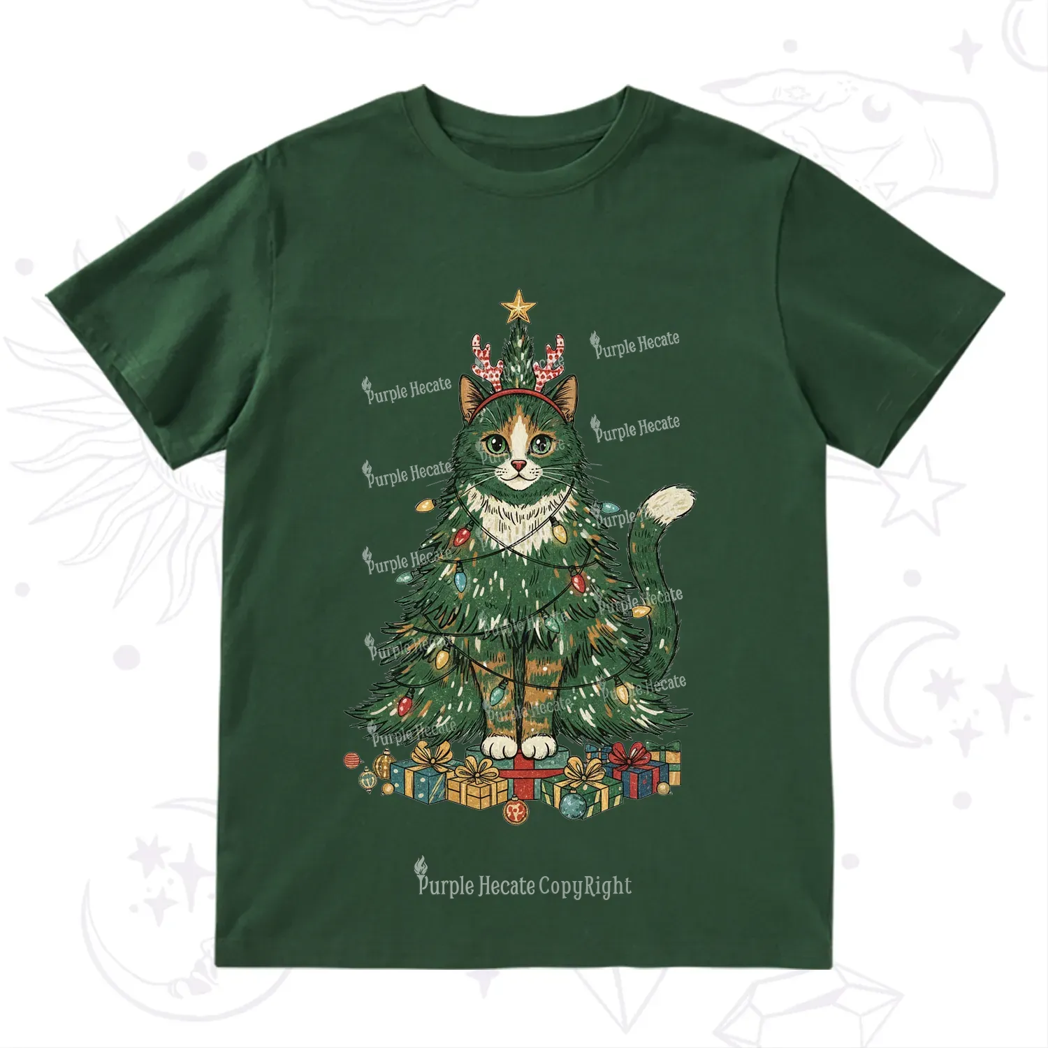 Purplehecate Cute Cats Christmas Tree T-Shirt