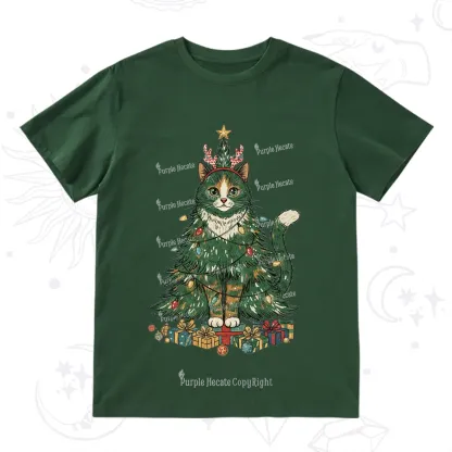 Purplehecate Cute Cats Christmas Tree T-Shirt