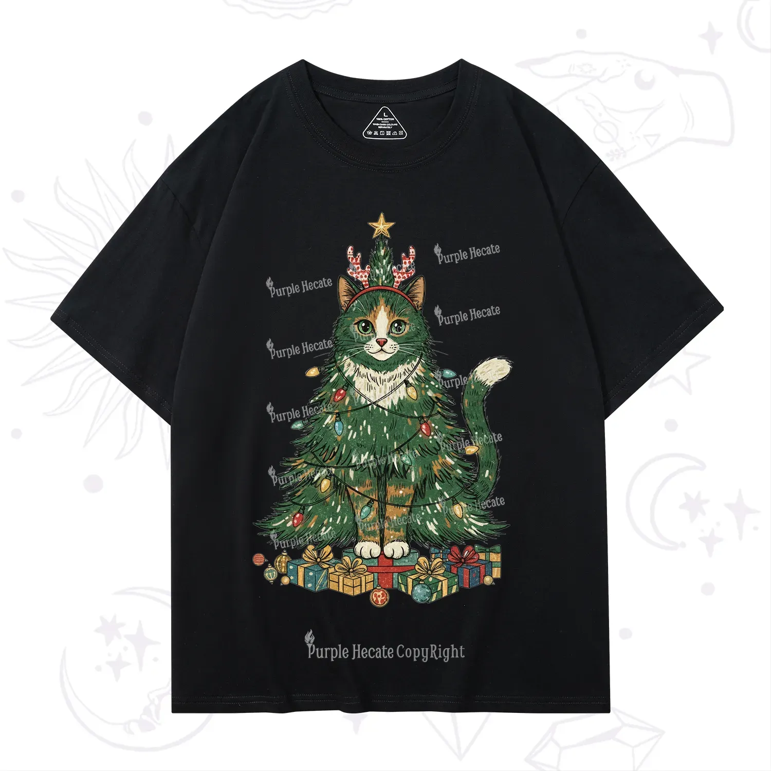 Purplehecate Cute Cats Christmas Tree T-Shirt
