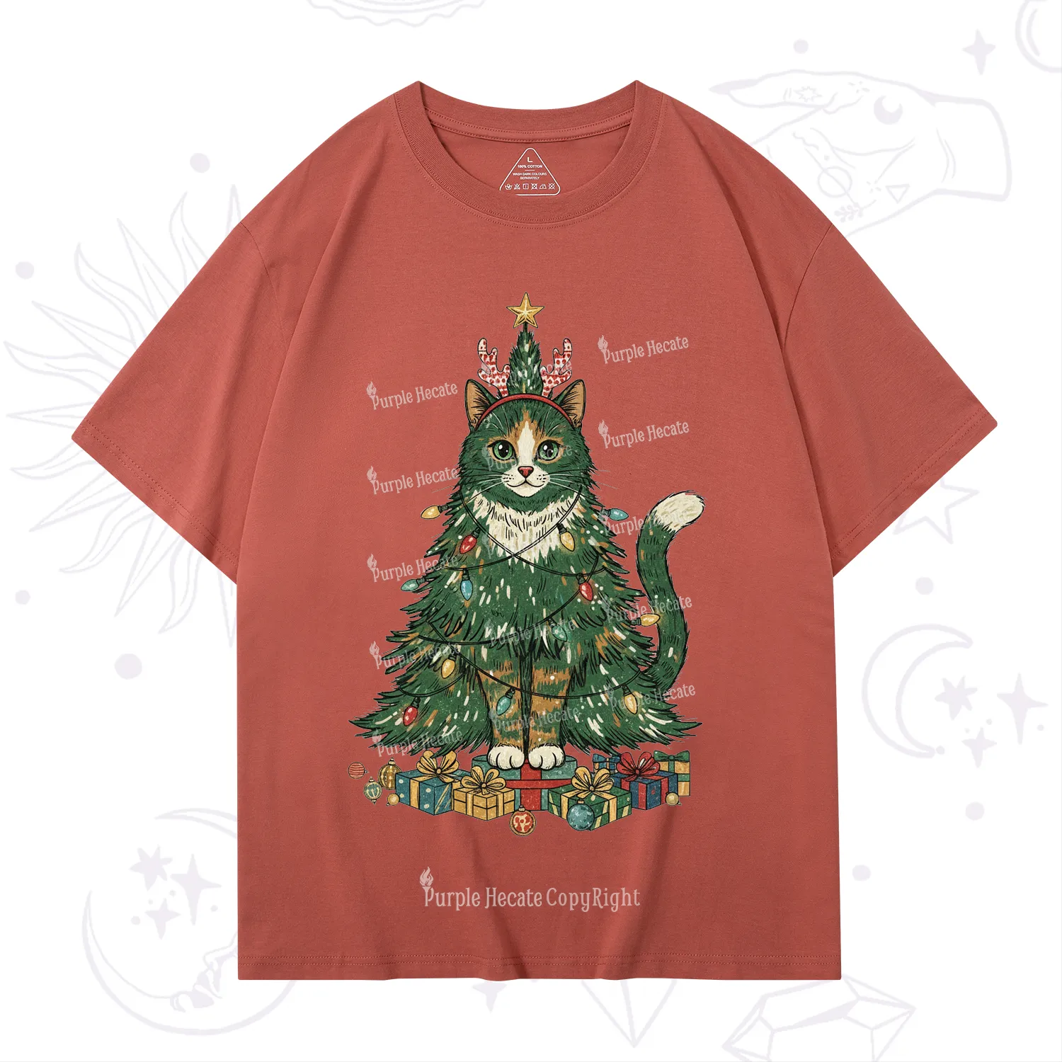 Purplehecate Cute Cats Christmas Tree T-Shirt