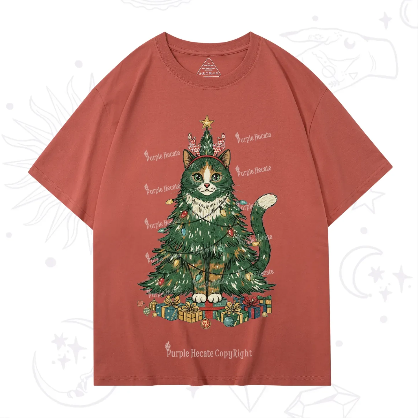 Purplehecate Cute Cats Christmas Tree T-Shirt