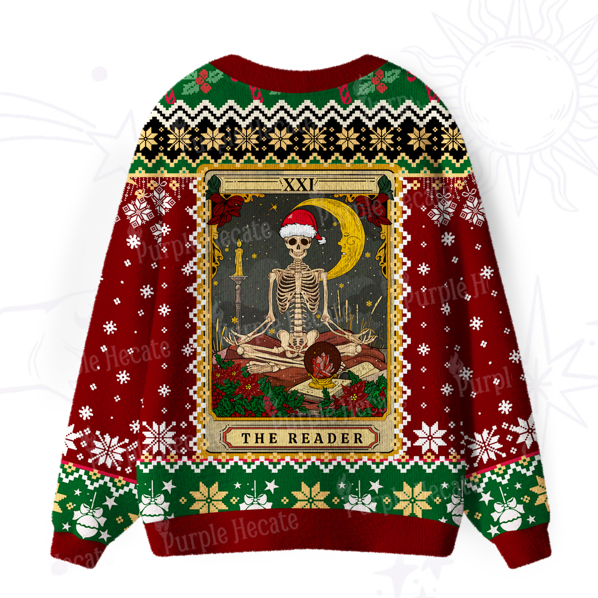 Purplehecate The Reader Tarot Christmas Ugly Cardigan Sweaters