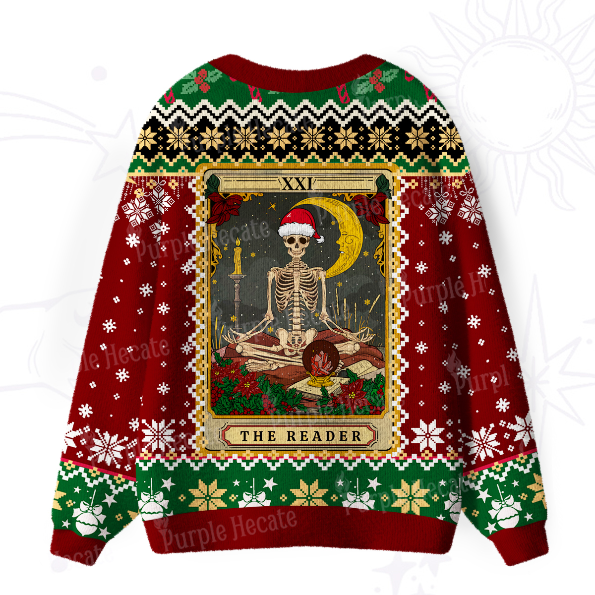 Purplehecate The Reader Tarot Christmas Ugly Cardigan Sweaters