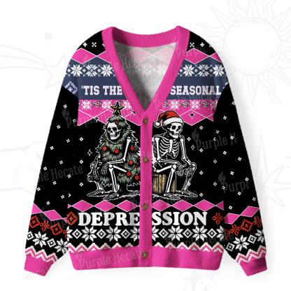Purplehecate Seasonal Depression Christmas Ugly Cardigan Sweaters