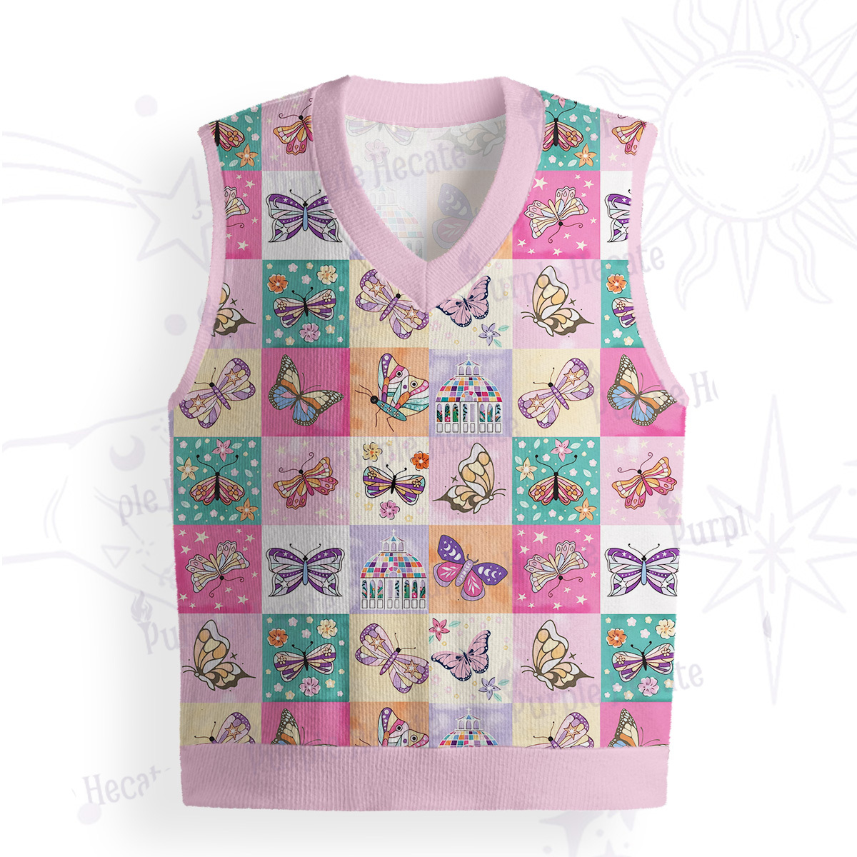 Purplehecate Dreamy Butterfly Garden Ugly Sweater Vest