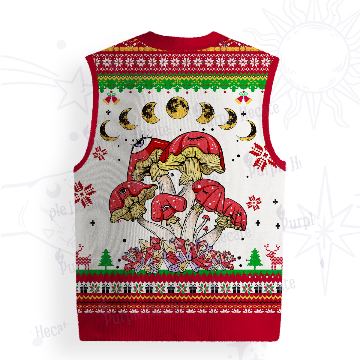 Purplehecate Magic Mushroom Ugly Sweater Vest